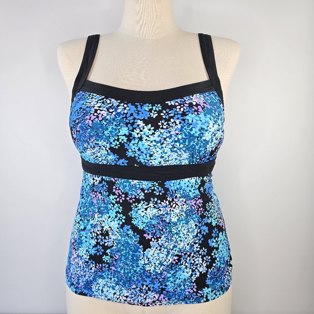 Beach Belle Swimsuits For All Tankini Top Built-In Bra Floral Swim Size 12